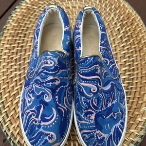 Lilly Pulitzer Blue and Pink canvas shoes